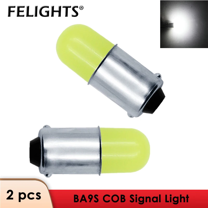 

2x BA9S COB Round 3D LED Bulbs T4W Car License Plate Light Turn Signal Bulb Parking Lights Door Reading LED Lamp Auto White 12V