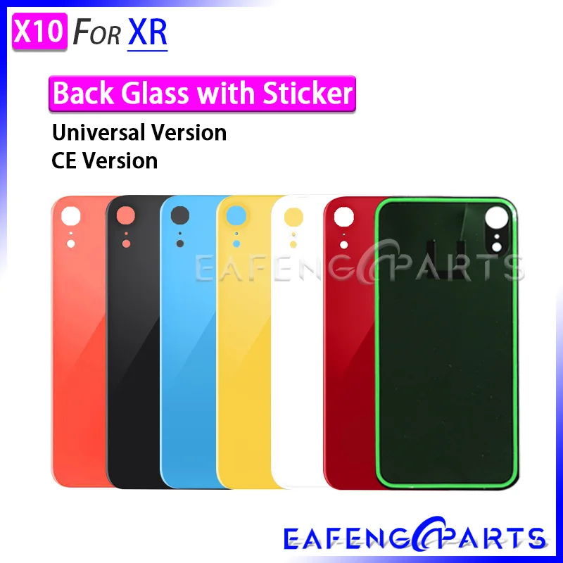 

10 pcs/lot Back Door For iPhone XR Back Housing Battery Door Glass Cover Rear Panel Case With Adhesive Tape Replacement Parts