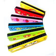 Мультяшная деревянная Губная гармошка с 16 отверстиями для детей, Детский музыкальный инструмент, развивающая музыкальная игрушка разных цветов