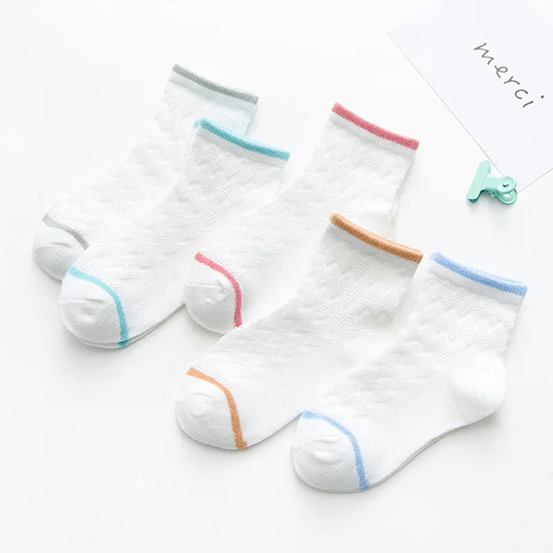 5 Pairs/lot Summer Boys Girls Mesh Socks Set 0-12Y Children Kids Thin Short Cotton Comfortable Toddler christmas - Color: 10