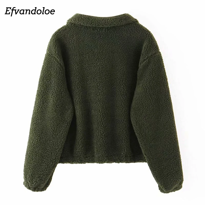 Efvandoloe флисовый Женский свитшот, пуловер, осенняя одежда, повседневные зеленые свитшоты, sudadera mujer