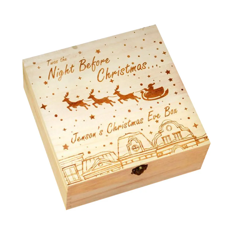 NEW Christmas Eve Storage Box Wooden Carving Christmas Gift Box Xmas Gift Boxes Santa Claus Apples Box Adluts Gifts Candy Box