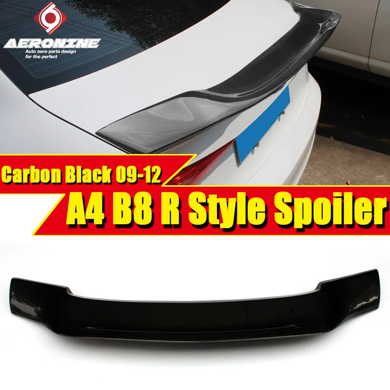 

Fits For Audi A4 B8 A4a A4Q Carbon Fiber High Kick Rear Trunk Lip Spoilerking Wing Add on AER Style Look Adhesive type 2009-2012
