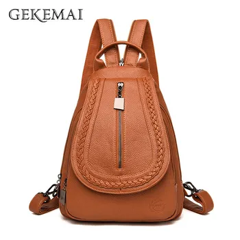 

Women Weave Leather Backpacks Sac A Dos Designer Female Anti-theft School Bags for Women Travel Backbag Mochila Shoulder Bags