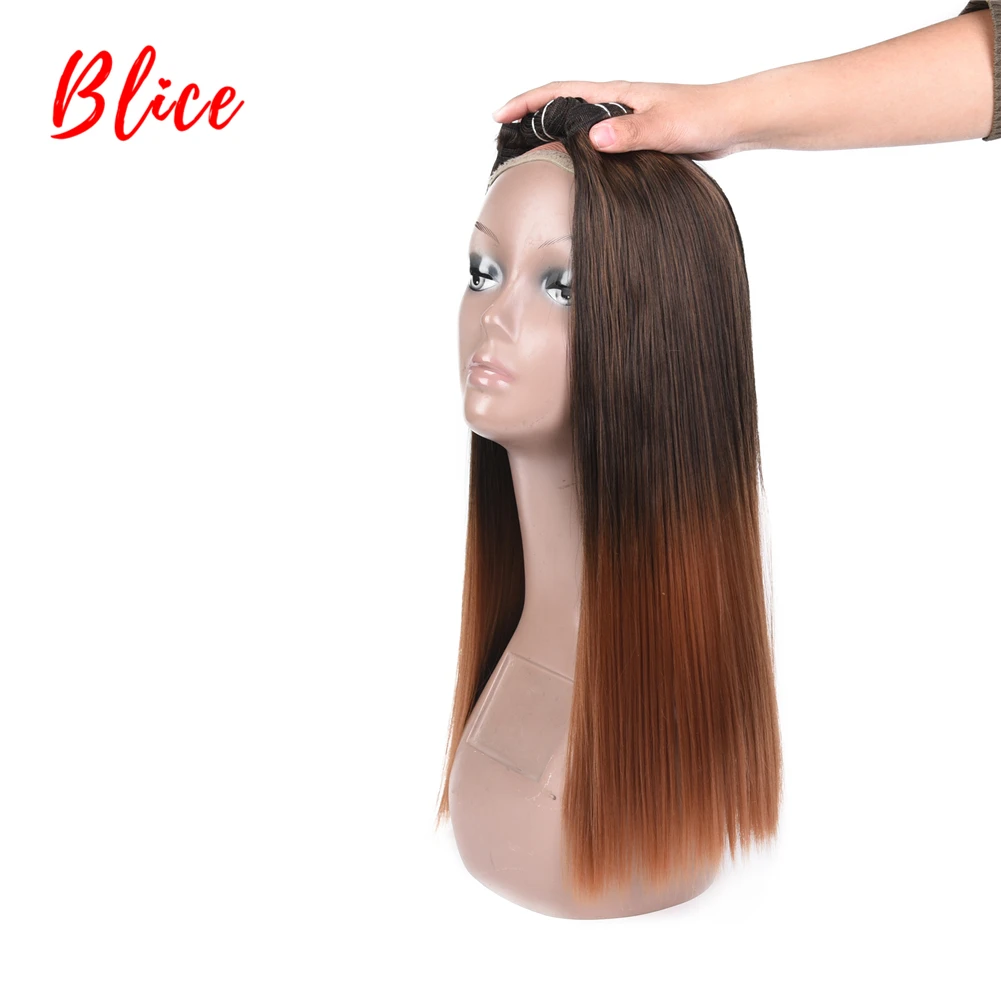 Blice 18-26 дюймов Синтетические волосы для наращивания 1 шт./упак. прядь Yaki прямая завивка Омбре цвет Kanekalon волосы красный серый