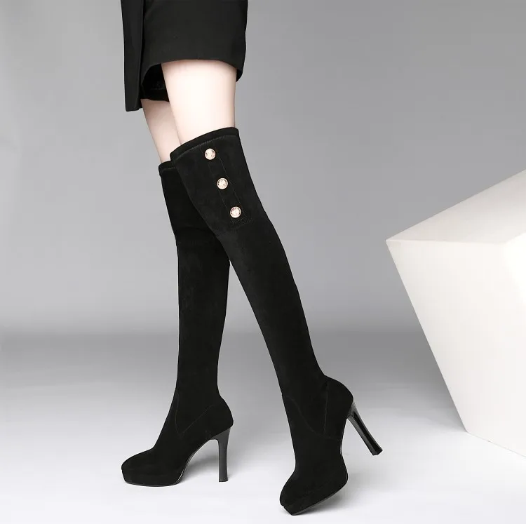 

Women's thin boots with new high heels winter boots slim waterproof elastic boots