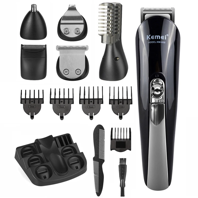 Billig Kemei 6 In 1 Haar Clipper Elektrische Titan Haar Trimmer Akku Männer Haar Schneiden Maschine 4 Grenze Kämme 40D