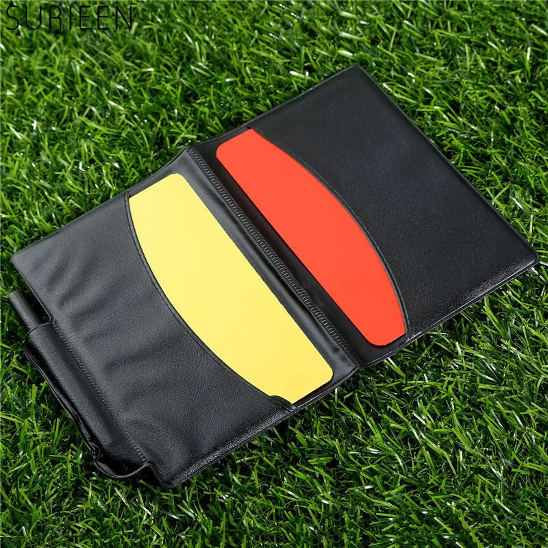 1Pc Soccer Match Referee Supplies Red Card/Yellow Card Referee Game Appliances With Holster+Pen Football Equipment Pencil Wallet