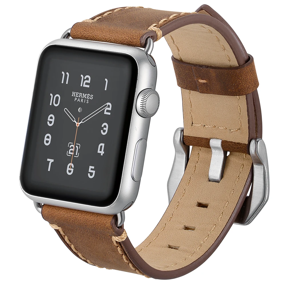 Натуральная кожа для Apple Watch 38 мм 42 мм ремешок для Apple Watch 44 мм 40 мм серия 4 3 2 1 iWatch ремешок Браслеты Аксессуары