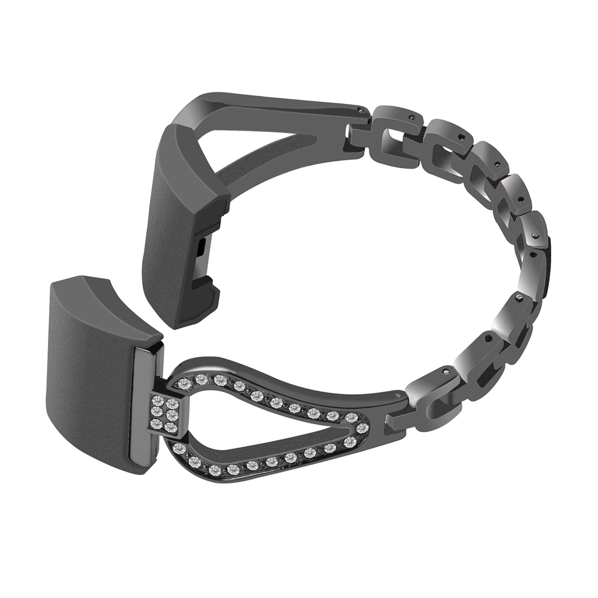 Инкрустированный горный хрусталь из нержавеющей стали ремешок для FitBit Charge 2 Браслет Ремешок На Петлях Диаманте металлические часы цепь наручный ремешок