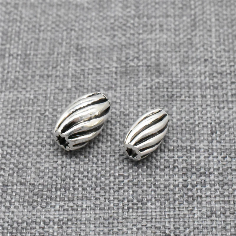 

15pcs of 925 Sterling Silver Oxidized Oval Olive Twist Beads for Bracelet Necklace
