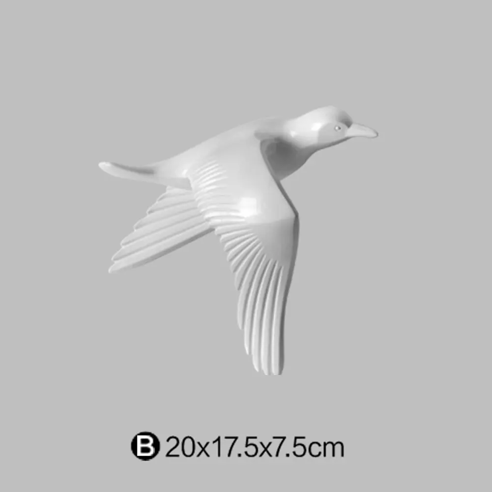 White B Простая установка Чайка искусство гостиной 3D эффект дома клейкая лента стенные скульптуры в виде рыб декоративный фон белый дрель бесплатно Летающий - Цвет: White B