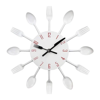 

Kitchen Wall Clock, Timelike 3D Removable Modern Cutlery Kitchen Spoon Fork Wall Clock Mirror Wall Decal Wall Sticker Room Home