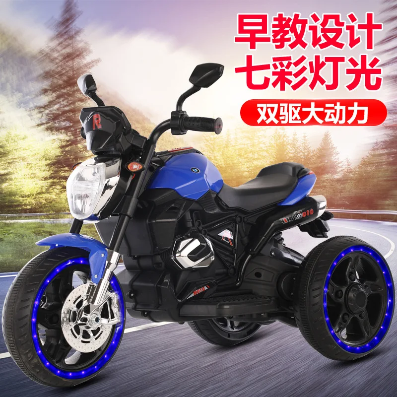 Cool Children's Electric Motorcycle Large Stroller Ride on Car Toys for Kids Dual Drive 3-6 Years Old Boys Girls Tricycles Gifts