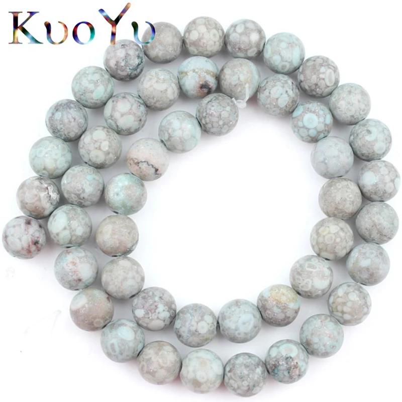 

Matte Blue Rain Stone Jaspers Beads Round Loose Spacer Bead For Jewelry Making Natural Stone 6 8 10mm 15"Strand Diy Accessories