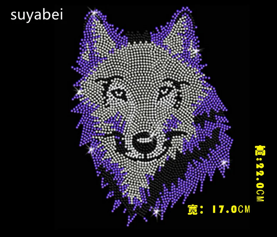 

Wolf patches design stone sticker hot fix rhinestone transfer motifs iron on crystal transfers design strass iron for shirt