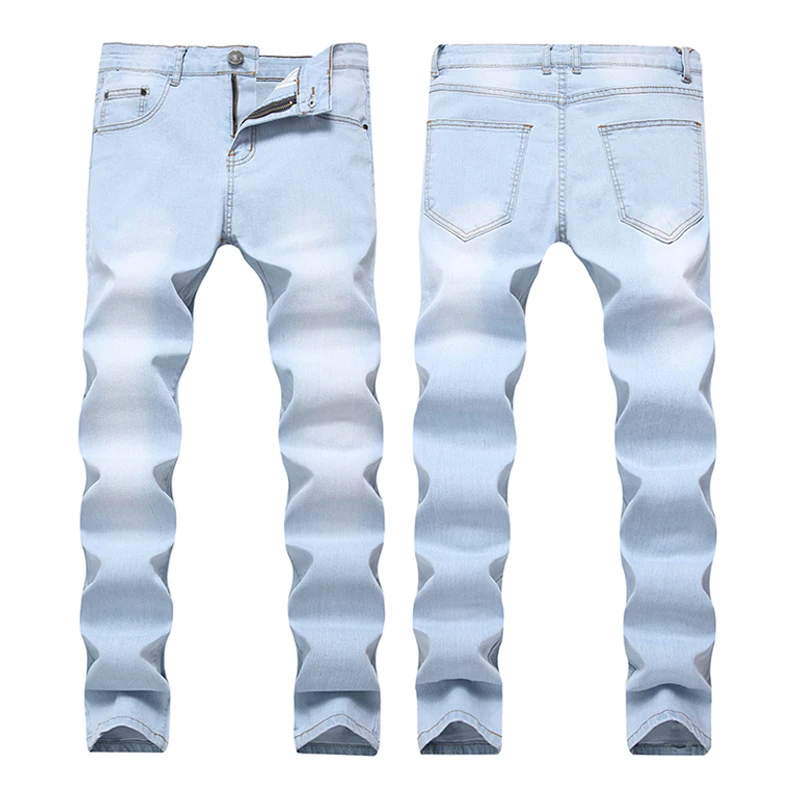 Fall/winter knee big hole jeans European and American fashion high street boys stretch slim leggings