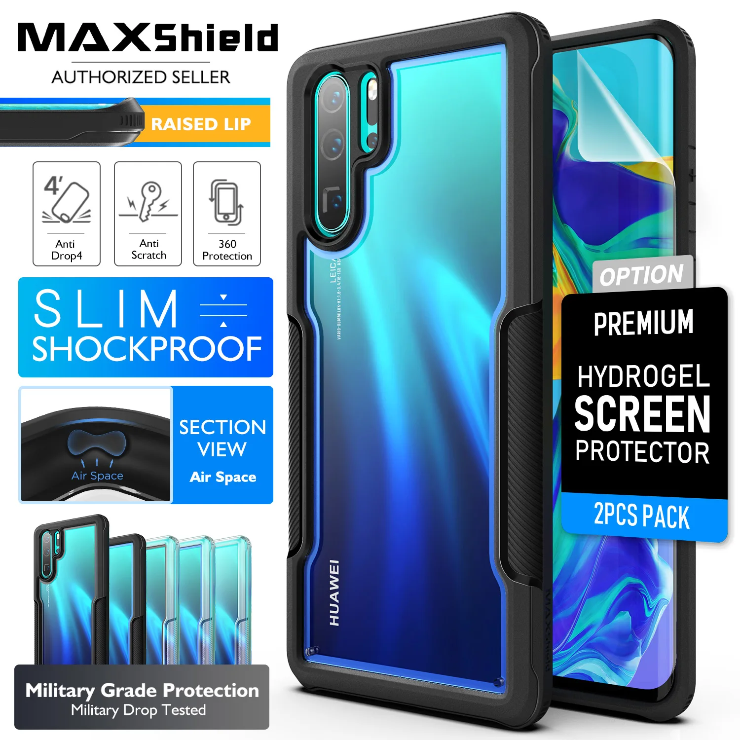 Maxshield для huawei P30 Pro Чехол( выпуск) Ударопрочный сверхмощный гибридный защитный ТПУ бампер PC прозрачная задняя крышка