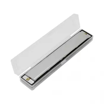 

Silver Harmonica Metal 24 Holes Harmonica KeyC with Transparent Storage Box for Harmonica Beginner Harmonica