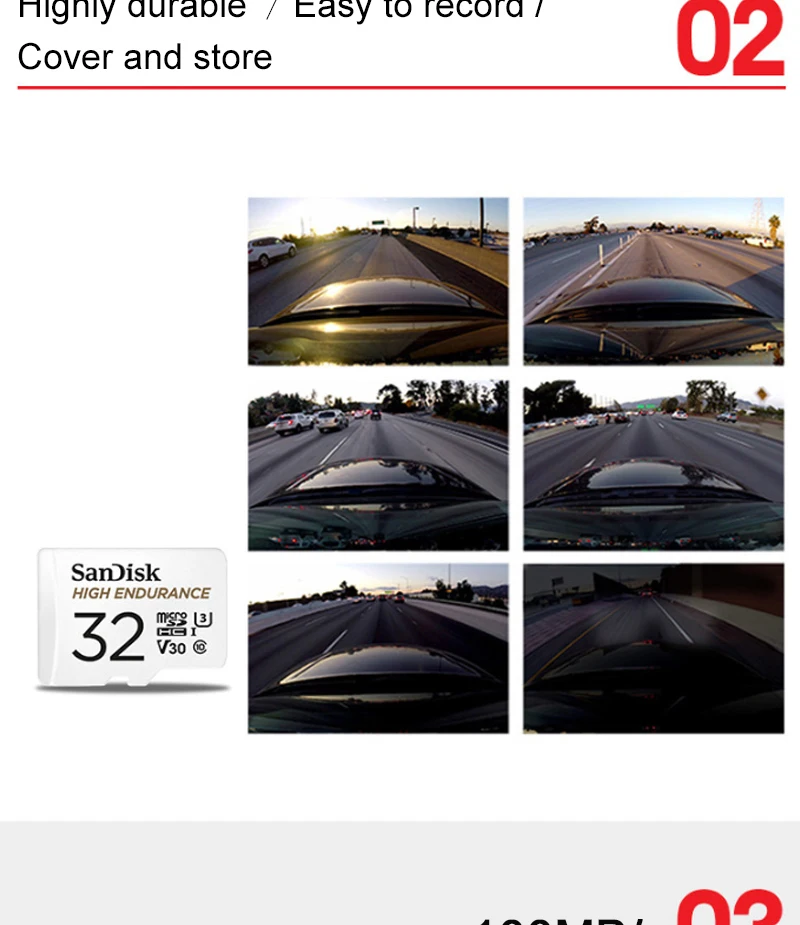SanDisk, высокопрочная карта памяти Micro SD, 32 ГБ, 64 ГБ, 128 ГБ, 256 ГБ, профессиональная TF карта с адаптером для автомобиля dvr камеры