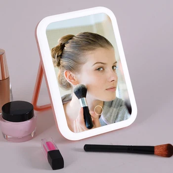 

Vanity Magnifying Lights Led Vanity Touch Screen Makeup Mirror Rotation Table Countertop Cosmetics Bathroom Mirror Makeup Tools