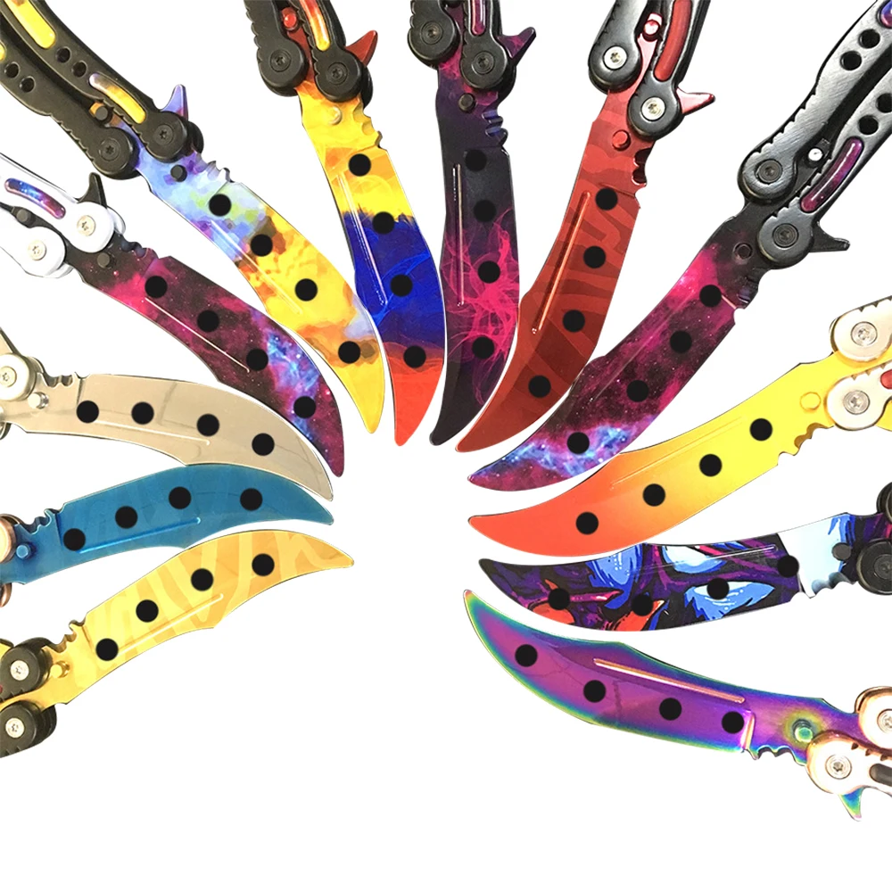 Бабочка в ноже balisong Karambit складной нож Лезвие подарок для мужчин тренировочный нож Практичный Нож не заточенный с отверткой