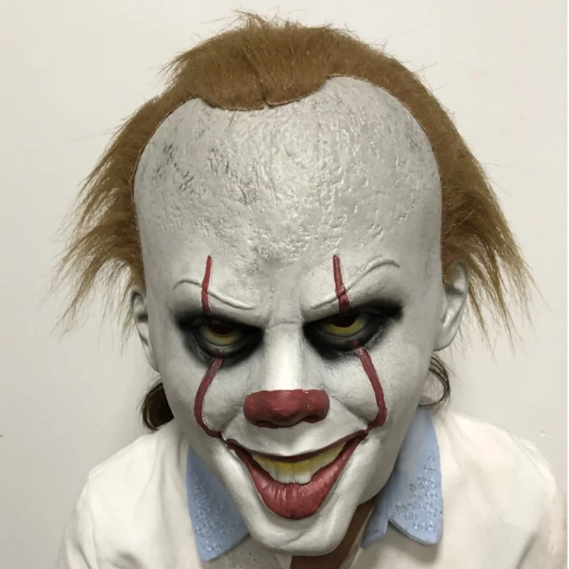new-Latex-Movie-Stephen-King-s-It-Pennywise-Clown-Joker-Costume-Party-Masks-Full-Head-Hair