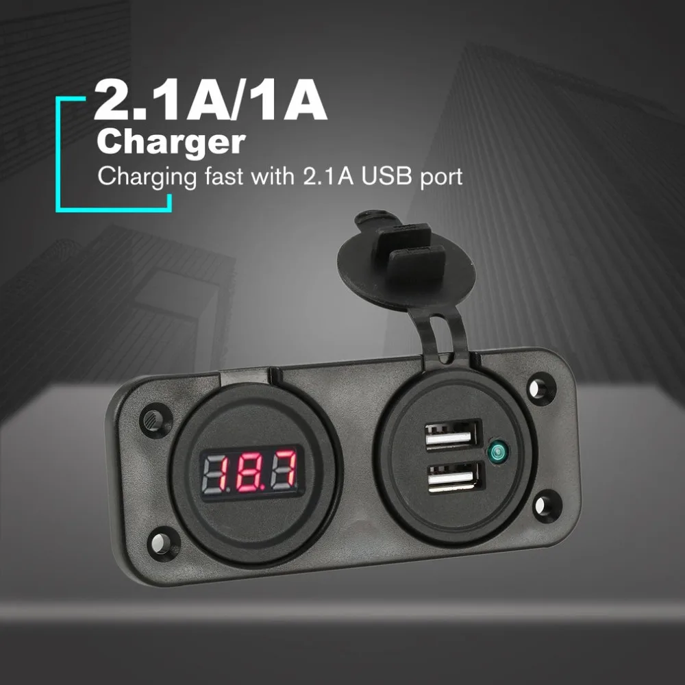

2.1A/1A Car Charger Mini Voltmeter Charge Socket Dual USB Port LED Volt Display Phone Tablet Navigator Fast Charging Adapter