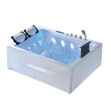 pure acrylic waterfall massage bathtub double whirlpool 2 person bath hot tubs with pillow