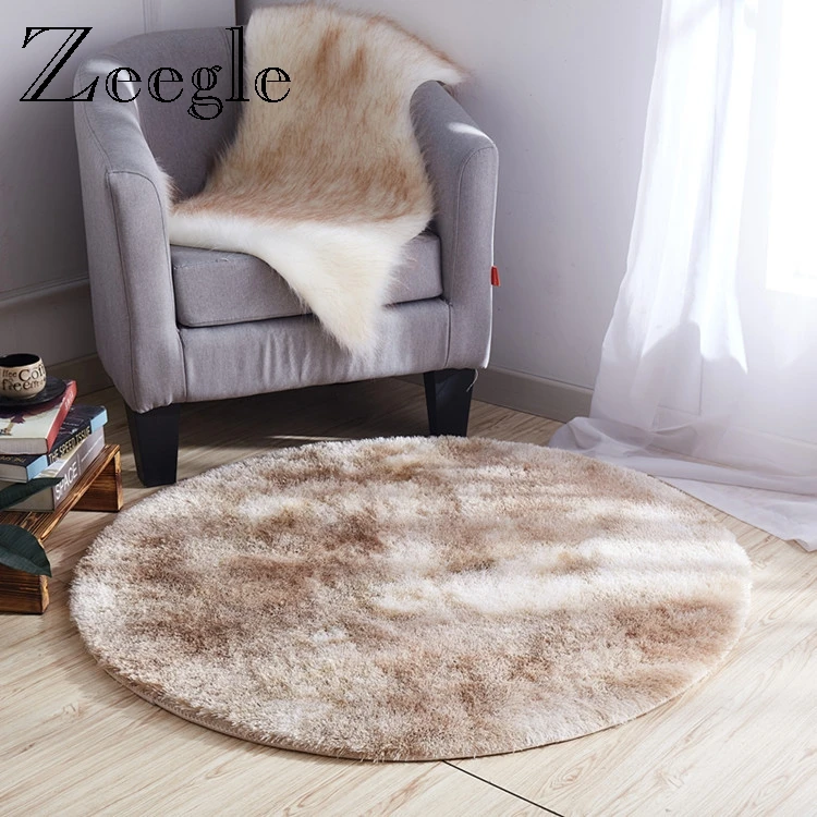 Zeegle Carpet Round Mat Home Decoration Foot Rug Anti Slip Sofa Carpet Absorbent Foot Mat Shaggy Carpet Mat Bedroom Floor Rug