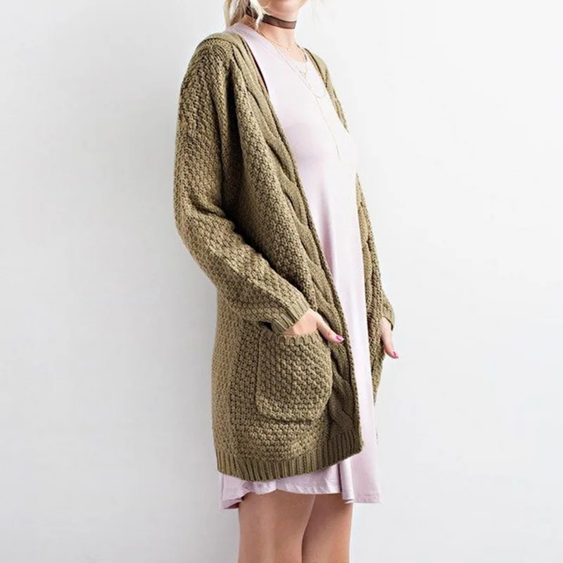 Осень зима женские свитера Джерси Mujer Invierno длинный кардиган женский длинный рукав вязаный свитер кардиган