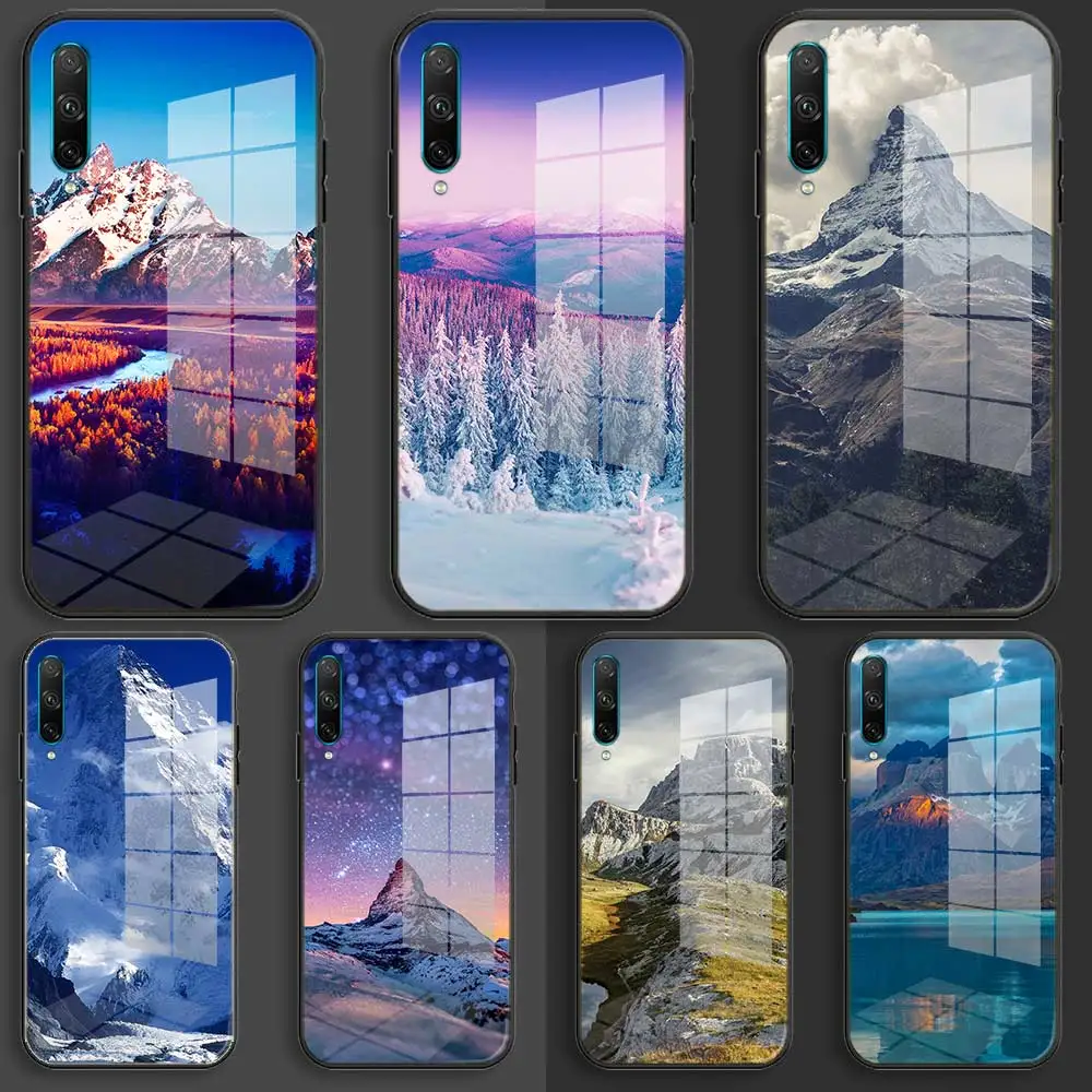 Мягкий стеклянный чехол для Huawei Honor 30 20 10 Lite Pro 10i 20i 9a 8a 8x черная Обложка обои snow