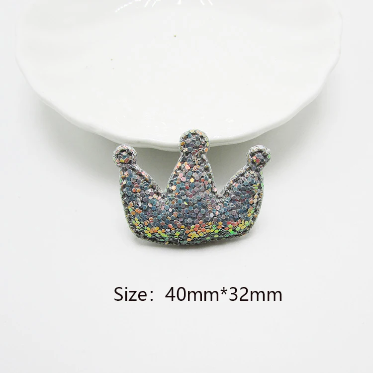 D33-Crown-5 Кролик/бабочка блестящая ткань с пайетками мягкие патчи Аппликации для рукоделия одежда поставки DIY заколка для волос брошь аксессуары заколки для рукоделия - Окраска металла: D33-Crown-5