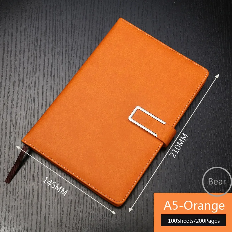 Orange Кожаный блокнот для путешествий с пряжкой и логотипом А5 - Цвет: Orange