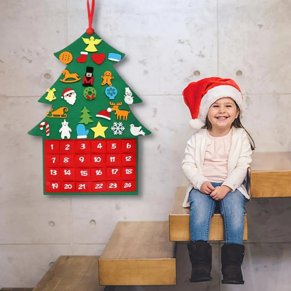 Felt Christmas Tree 2021 Christmas Advent Calendar 24 Days Felt Fabric  Christmas Tree Countdown Advent Calendar Christmas Pend _ - AliExpress  Mobile