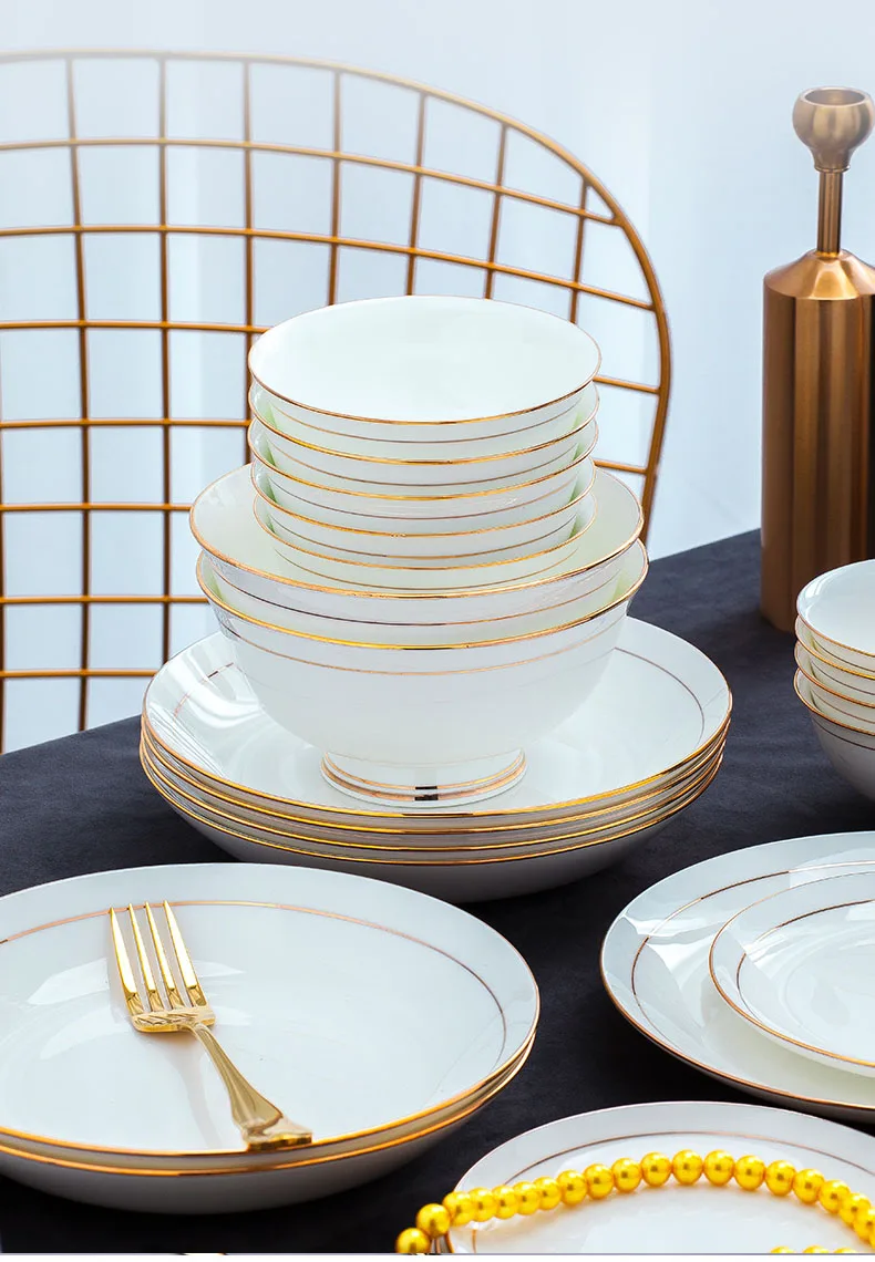 60 голов Цзиндэчжэнь керамика китайская посуда Европейский стиль набор посуды рисовая чаша салатная лапша чашка, столовая посуда наборы