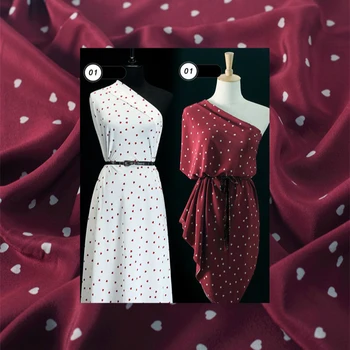 

100% mulberry silk crepe de chine fabric cloth per meter 16mm polka dot printed clothing shirt dress fabric alibaba express