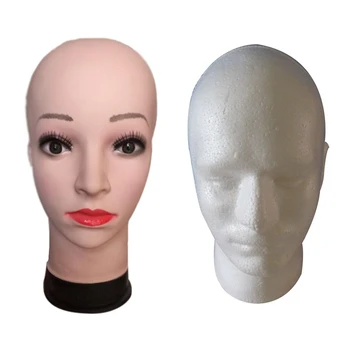 

2Pcs Mannequin Head : 1Pcs Women'S Mannequin Head Hat Display Wig Torso Pvc 1 Skin Color & 1Pcs Male Wig Display Mannequin Head
