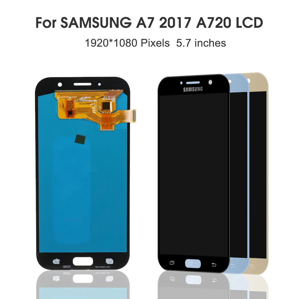 Супер AMOLED lcd для Samsung Galaxy A7 A720 A720F A720M lcd s кодирующий преобразователь сенсорного экрана в сборе Замена для A720