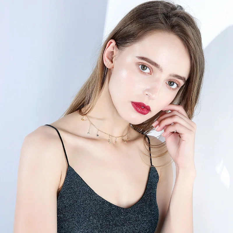 Новинка, Boho, женское колье золотого цвета, цепочка, ожерелье со стразами, с кисточками, Звездные бусины, Collana Kolye Bijoux Collares Mujer Collier Femme
