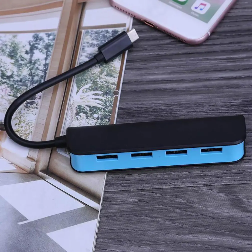 С Светодиодный индикатор usb-хаб сплиттер 4-в-1 USB3.1 Тип-C 4 Порты usb-хаб с кабелем для ПК компьютер Plug& Play