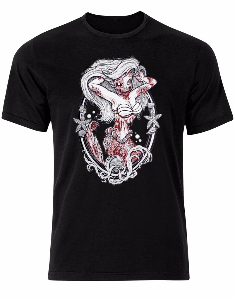 Ариэль зомби Русалка позирует Готический Мужская футболка Ak08 Последний новый