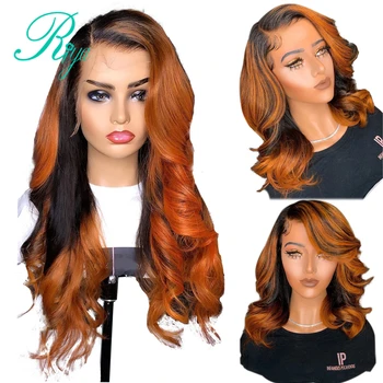 

13X6 Highlight Omber Maple Red Color Loose Wave Lace Front Human Hair Wigs For Black Women H 8-24 PrePlucked Remy Brazilian Riya