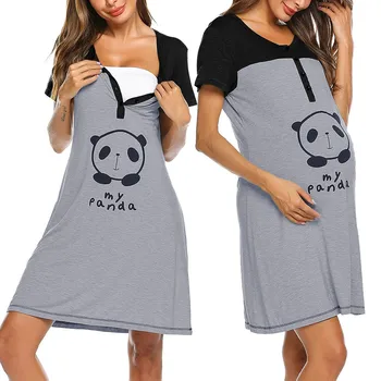 

Dress Plus Size Short Casual Maternity Dresse Women Maternity Short Sleeve Cute Print Nursing Nightdress Breastfeeding Dress