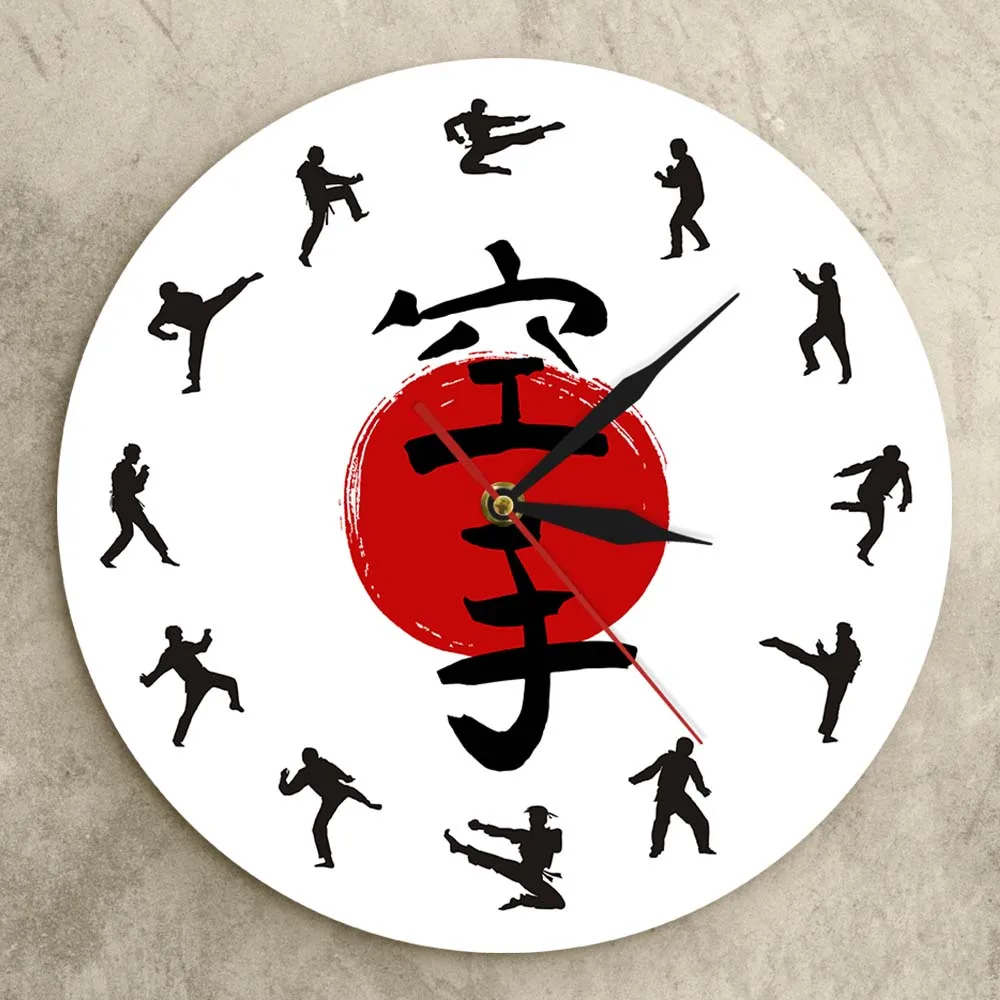 Fistfight каратэ навесной декор для стен бесшумные настенные часы японские боевые искусства карате платья гостиной декоративные настенные часы