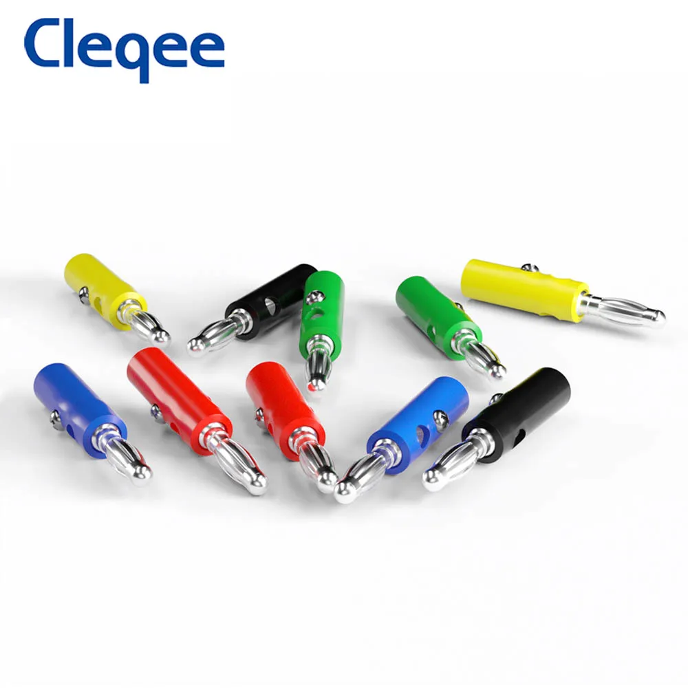 Cleqee P3003 10PCS 4mm Banana Plug Connector Adapter For Audio Speaker 5 Colors 
