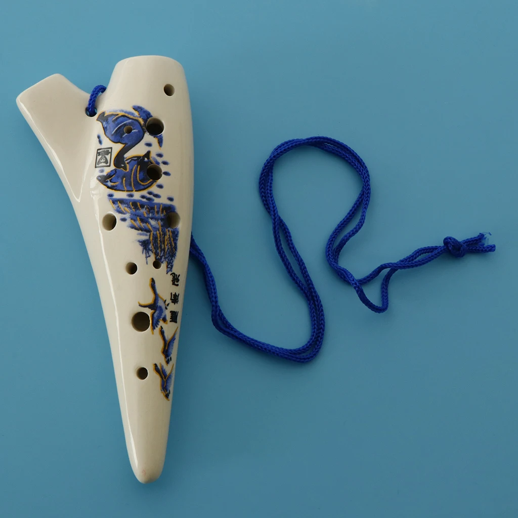 Ручная роспись 12 отверстий ocarina Alto C керамические инструменты для начинающих