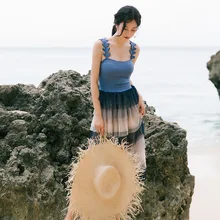 Женский купальник из двух частей, корейские Купальники, одежда для плавания, бикини, тонкое, скрывает живот, в сказочном стиле, сексуальное, с оборками