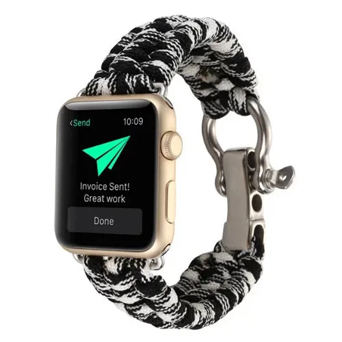 Тканый нейлоновый веревочный ремешок для apple Watch band 4(iwatch 5) 44 мм 40 мм apple watch 3 2 1 ремешок 42 мм 38 мм Ремешки для наручных часов для выживания на открытом воздухе - Цвет ремешка: Camouflage 1
