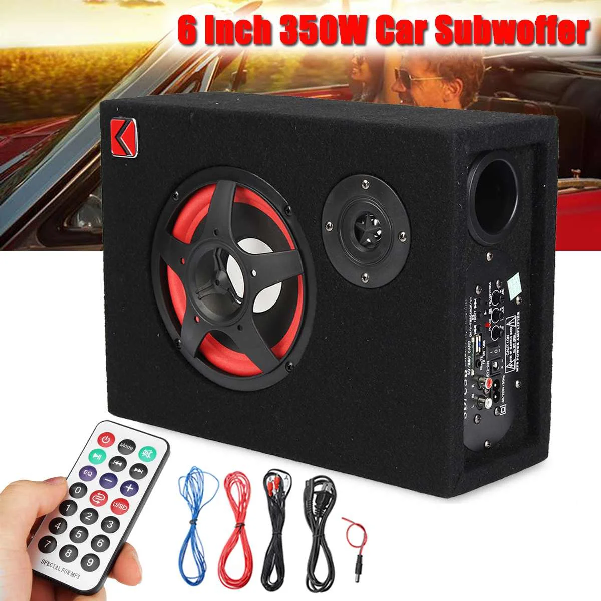 US $33.52 350W Car Subwoofer Theater HIFI Amplifier Stereo Bass Under Seat Active Powerful 6inch Card Car Seat Power Digital Audio Speaker